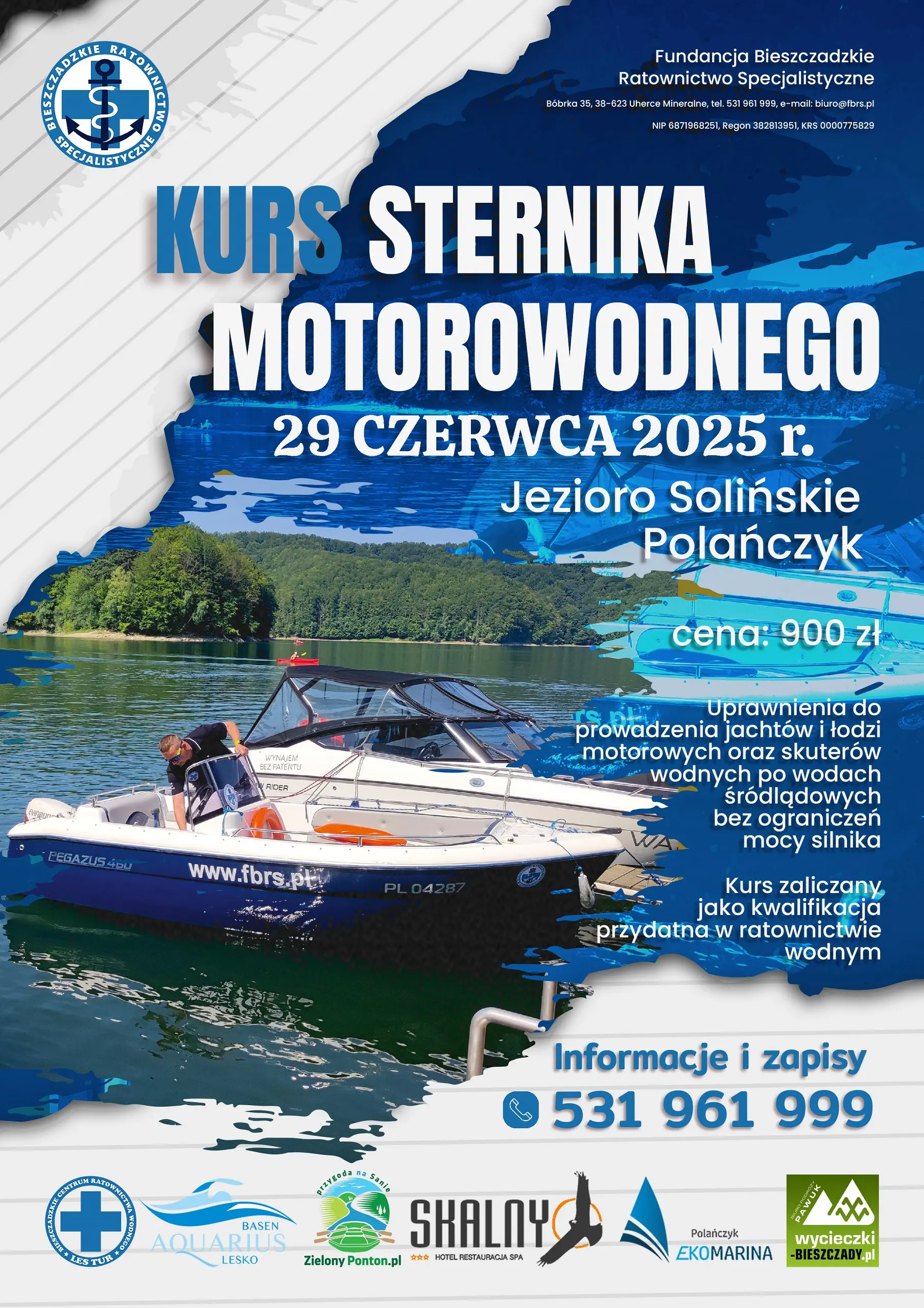 Kurs Sternika Motorowodnego 29 czerwca 2025 r. Jezioro Solińskie, Polańczyk