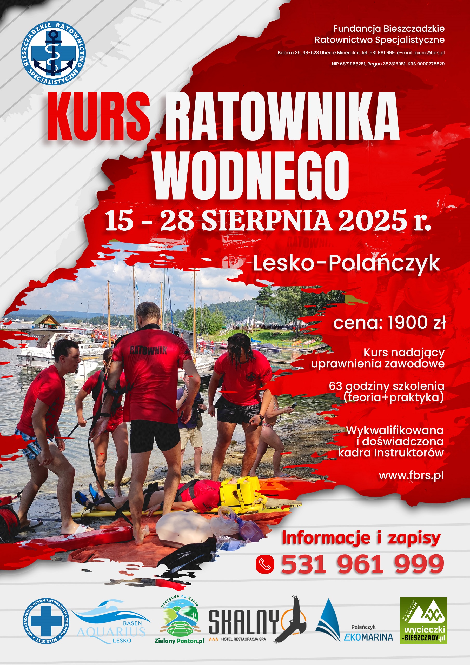 Kurs ratownika wodnego 15–28 sierpnia 2025 r. Lesko