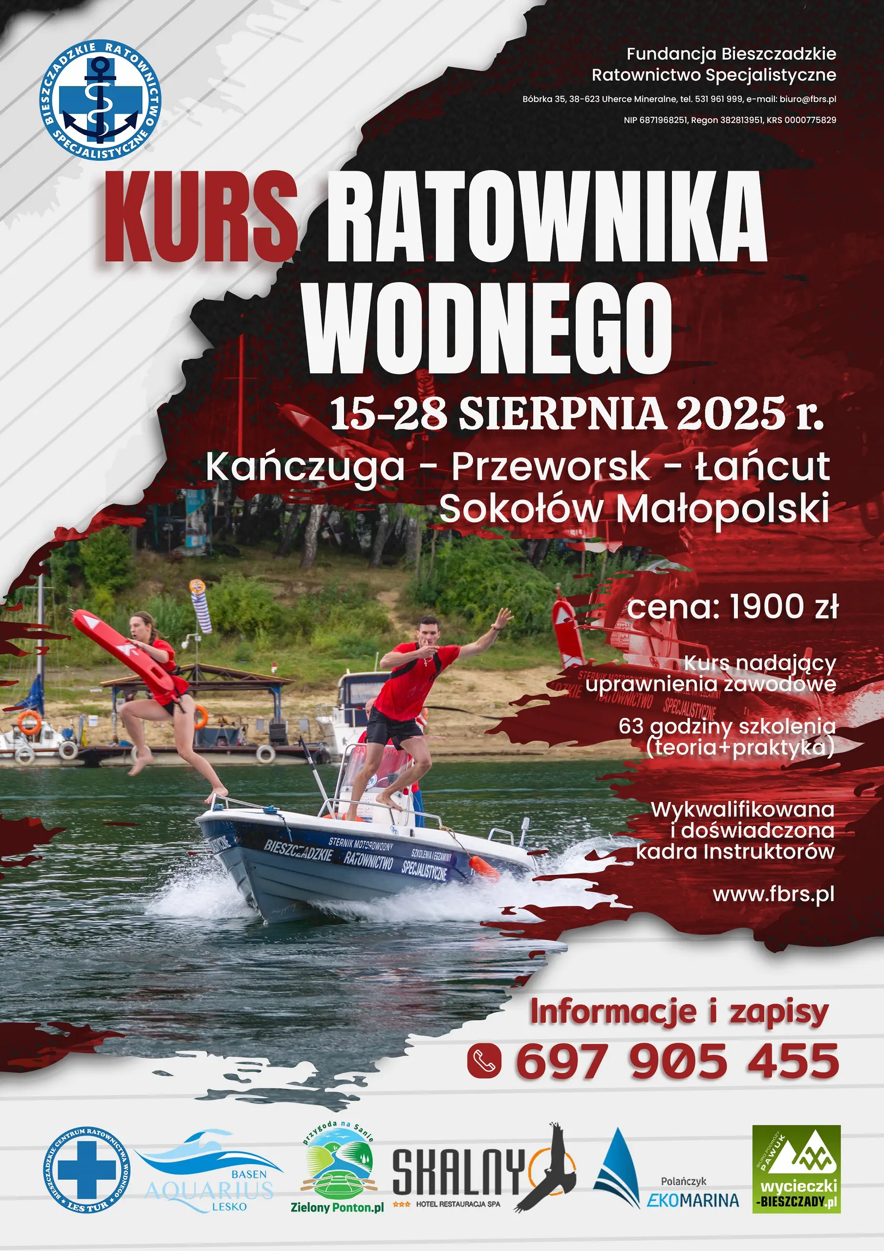 Kurs ratownika wodnego 15–28 sierpnia 2025 r. Kańczuga - Przeworsk - Sokołów Małopolski - Łańcut